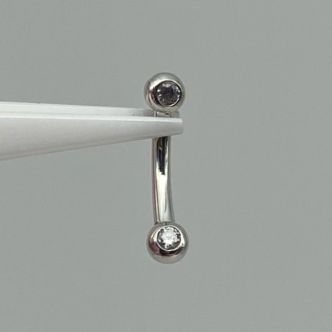 BVLA Curved Barbell with Gemmed Balls