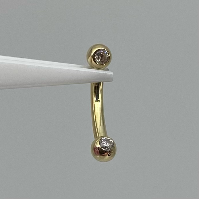 BVLA Curved Barbell with Gemmed Balls
